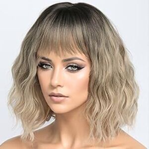 AMZCOS Wavy Wig Ombré Blonde Dark Roots Wig NWT